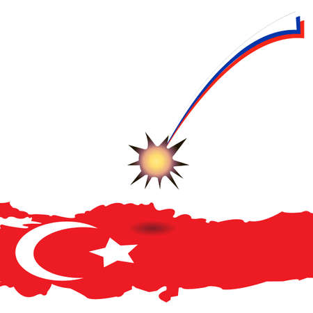 High resolution Turkey state flag and territorial borders combination.のイラスト素材