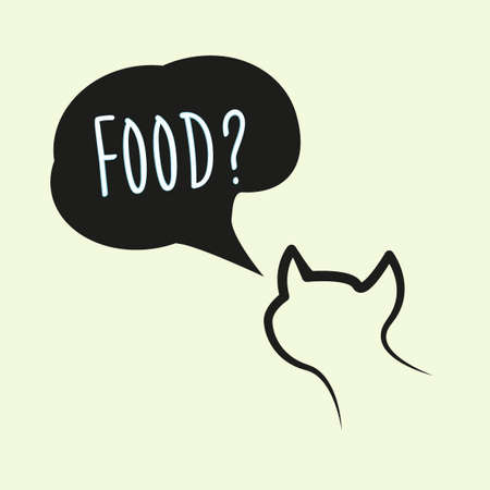 Cute cat dreaming about food - sketch drawing.のイラスト素材