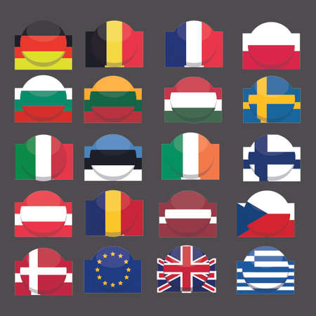 Buttons of Euro flags.のイラスト素材