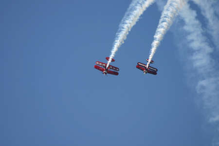 Biplanes performing a loopingのeditorial素材