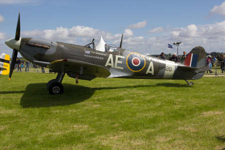 Oostwold, Netherlands May 25, 2015: Spitfire City of Winnipeg Oostwold Airshowのeditorial素材