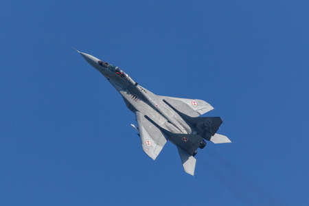 Leeuwarden, Netherlands April 18, 2018: A Polish Air Force MiG-29 during the Frisian Flag exercise