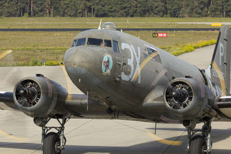 Eindhoven Netherlands sept. 20. 2019: A C-47 preparing to drop paratroopers at the Market Garden...