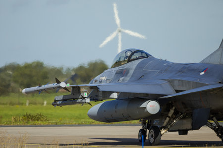 Leeuwarden Netherlands Oct. 4 2021 Weapon Instructor Course F-16 preparing for take off