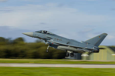 Leeuwarden Netherlands Oct. 4 2021 German Eurofighter EF2000 landingのeditorial素材