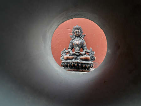 Manjushree is the Bodhisattva  Wisdom. The sword in the hand  Manjushri is called the Prajna khadga or the Sword  Wisdom, which is believed to destroy the darkness  ignorance  the luminous rays issuing out  it.の写真素材