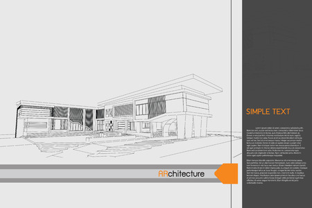 sketch design of public building on drawing table,vectorのイラスト素材