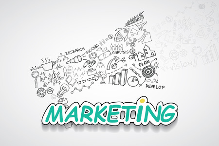 Marketing text, With creative drawingのイラスト素材