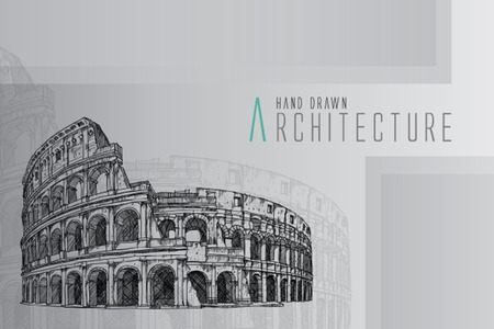 Coliseum hand drawn vector illustration isolatedのイラスト素材
