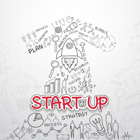 Start up text, With creative drawingのイラスト素材