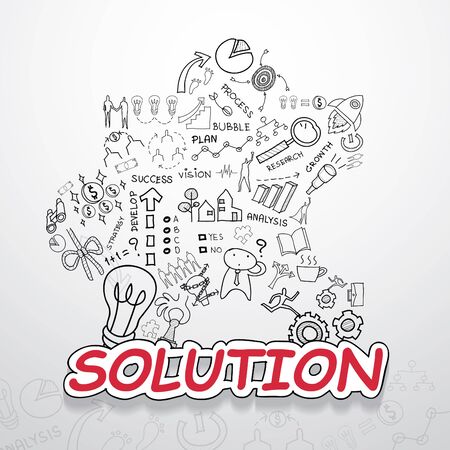 Solution text, With creative drawingのイラスト素材