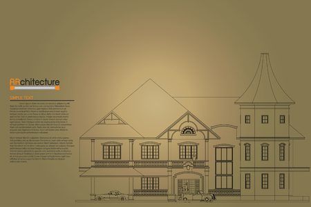 sketch design of home on drawing table,vectorのイラスト素材
