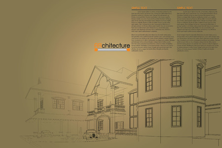 Sketch design of home on drawing table vector.のイラスト素材