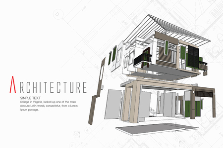 Architecture illustration of a building.のイラスト素材