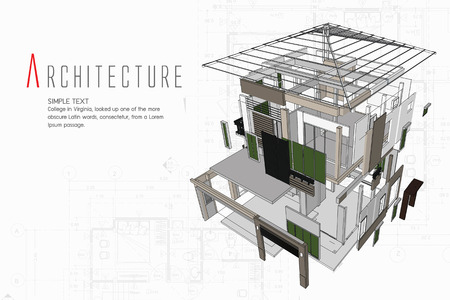 Architecture illustration of a building.のイラスト素材