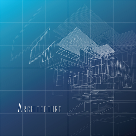 An exploded view of a buildingのイラスト素材