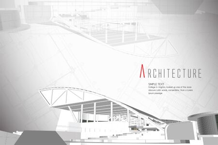 3D isometric view of the cut public building on architect drawing.のイラスト素材