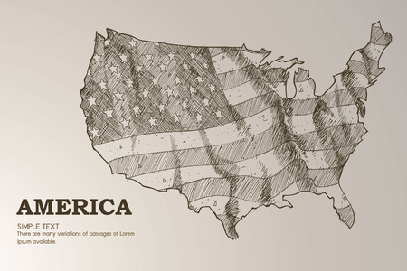 American map flag waving illustration.のイラスト素材