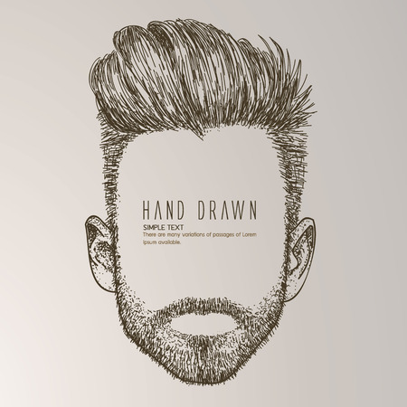 Hipster style of men's hairstyle. Fashion vector illustration.のイラスト素材