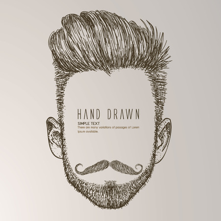 Hipster style of men's hairstyle. Fashion vector illustration.のイラスト素材
