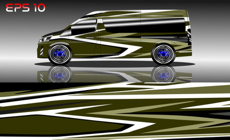 Car wrap decal graphic design. Abstract stripe racing background kit designs for vehicle vinyl wrapのイラスト素材
