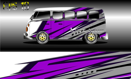 Car wrap decal graphic design. Abstract stripe racing background designs for wrap cargo van, race car, pickup truck, adventure vehicle. Eps 10のイラスト素材