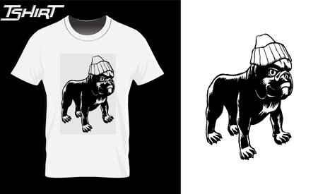 Bulldog T-shirt Design Templates. Vector Illustration.のイラスト素材