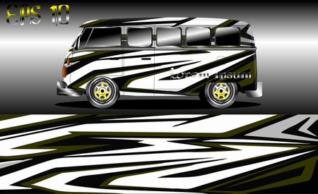 Car wrap decal graphic design. Abstract stripe racing background designs for wrap cargo van, race car, pickup truck, adventure vehicle. Eps 10のイラスト素材