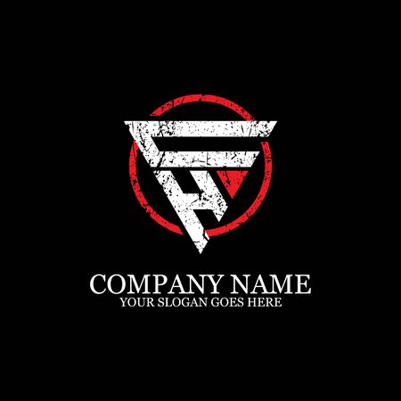 CH initial logo inspiration, gym design logo templateのイラスト素材