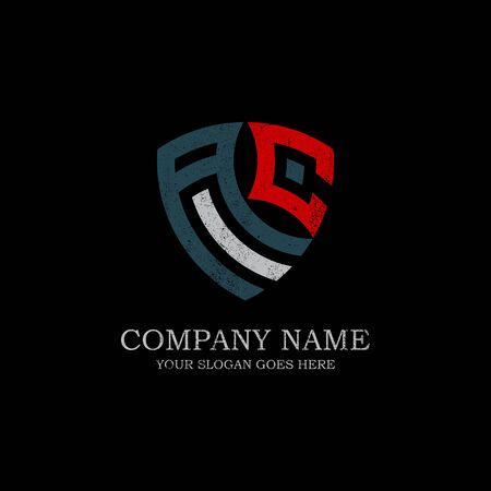 Initial AC letter logo Inspiration, vintage,rustic or retro style, shield company logo vectorのイラスト素材