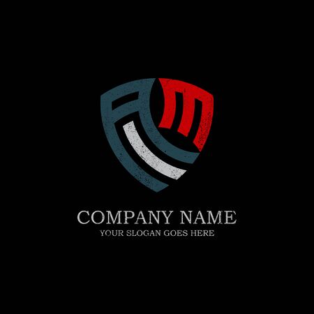 Initial AM letter logo Inspiration, vintage,rustic or retro style, shield company logo vectorのイラスト素材