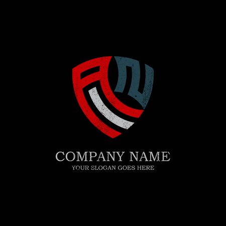 Initial AN letter logo Inspiration, vintage,rustic or retro style, shield company logo vectorのイラスト素材