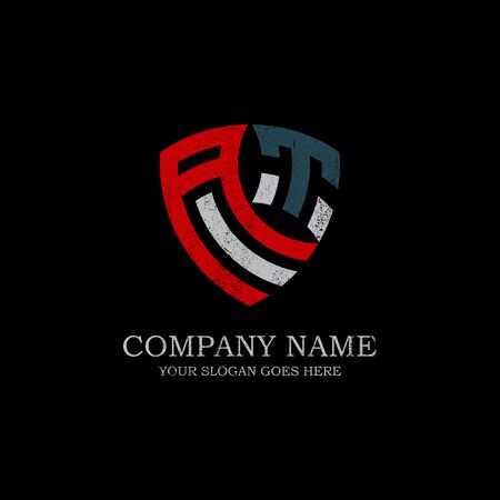 Initial AT letter logo Inspiration, vintage,rustic or retro style, shield company logo vectorのイラスト素材
