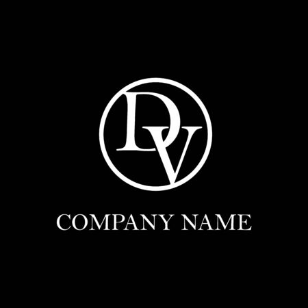dv letter logo inspiration, circle decoration logo templateのイラスト素材