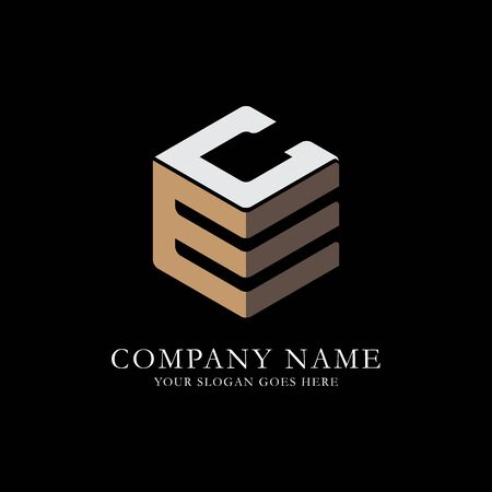 EC initial letter Logo Inspiration, E and C combination logo vector with hexagonal ideaのイラスト素材
