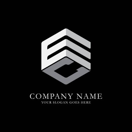 EC initial letter Logo Inspiration, E and C combination logo vector with hexagonal ideaのイラスト素材