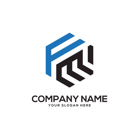FM initial letter Logo Inspiration, F and M combination logo vector with hexagonal ideaのイラスト素材