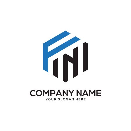 FN initial letter Logo Inspiration, F and N combination logo vector with hexagonal ideaのイラスト素材