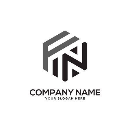 FN initial letter Logo Inspiration, F and N combination logo vector with hexagonal ideaのイラスト素材