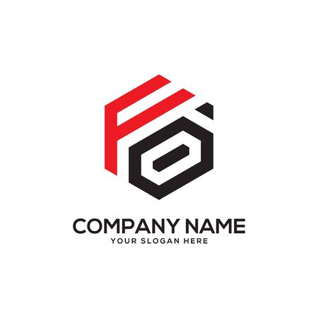 FO initial letter Logo Inspiration, F and O combination logo vector with hexagonal ideaのイラスト素材