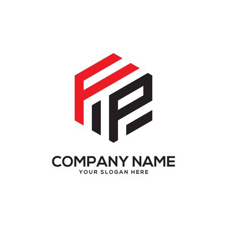 FP initial letter Logo Inspiration, F and P combination logo vector with hexagonal ideaのイラスト素材