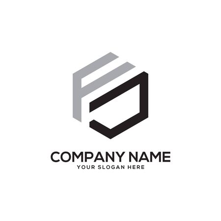 FJ initial letter Logo Inspiration, F and J combination logo vector with hexagonal ideaのイラスト素材