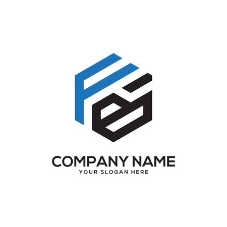 FB initial letter Logo Inspiration, F and B combination logo vector with hexagonal ideaのイラスト素材