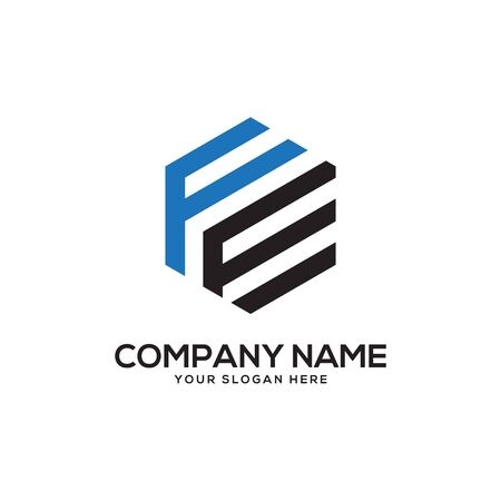 FF initial letter Logo Inspiration, F and F combination logo vector with hexagonal ideaのイラスト素材