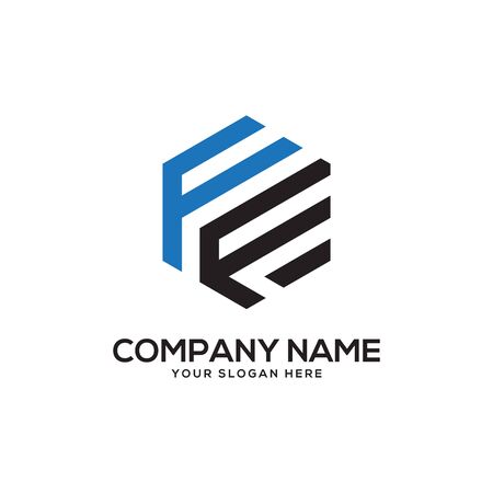 FF initial letter Logo Inspiration, F and F combination logo vector with hexagonal ideaのイラスト素材
