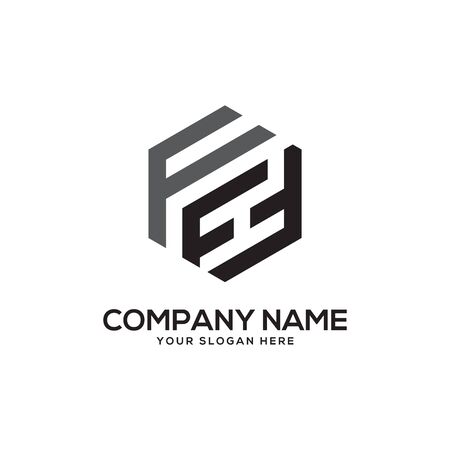 FF initial letter Logo Inspiration, F and F combination logo vector with hexagonal ideaのイラスト素材