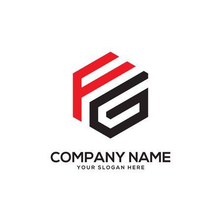 FG initial letter Logo Inspiration, F and G combination logo vector with hexagonal ideaのイラスト素材