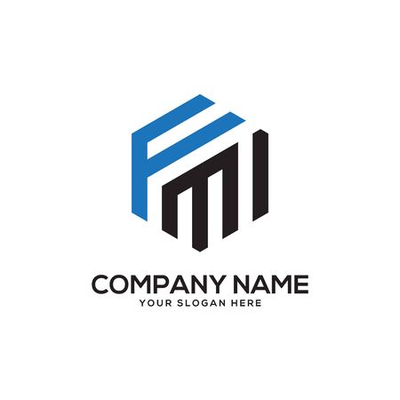 FM initial letter Logo Inspiration, F and M combination logo vector with hexagonal ideaのイラスト素材