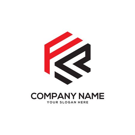 FRinitial letter Logo Inspiration, F and R combination logo vector with hexagonal ideaのイラスト素材