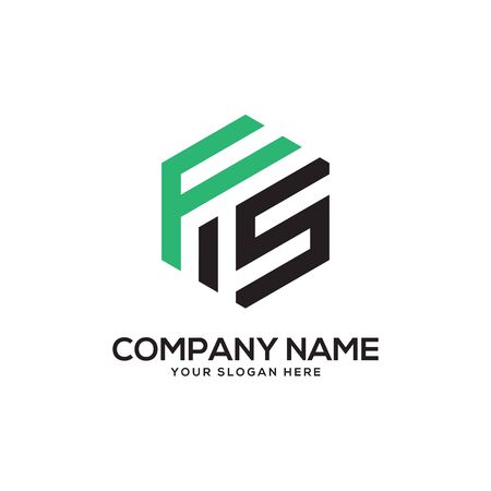 FS initial letter Logo Inspiration, F and S combination logo vector with hexagonal ideaのイラスト素材